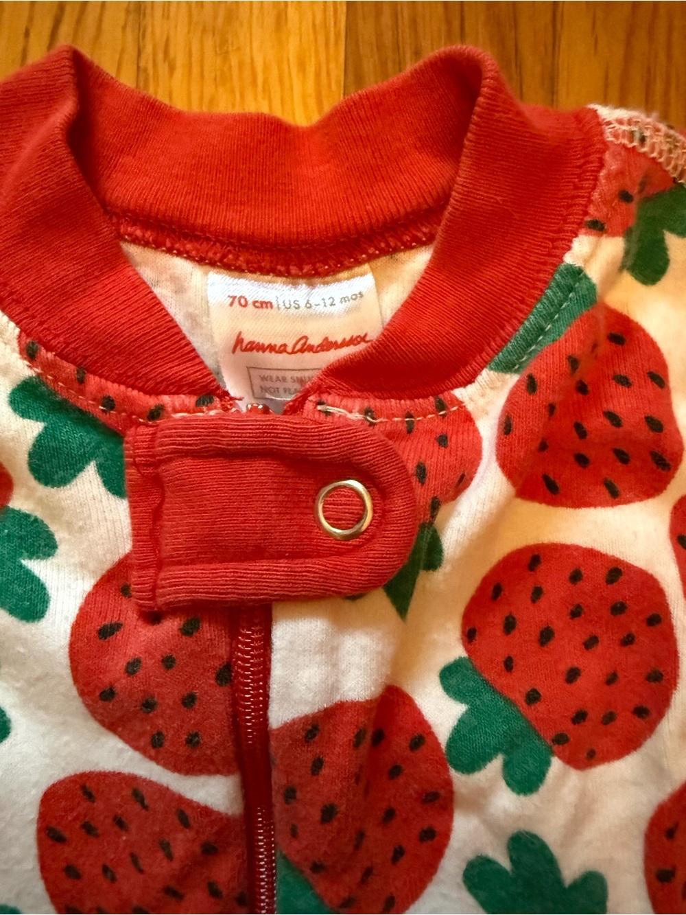 Hanna Andersson Strawberry Print Short Sleeve Romper - Red & Green - Picture 5 of 5